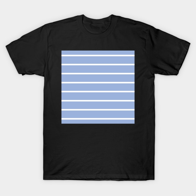 Narrow sky blue and white stripes 4 T-Shirt by bettyretro